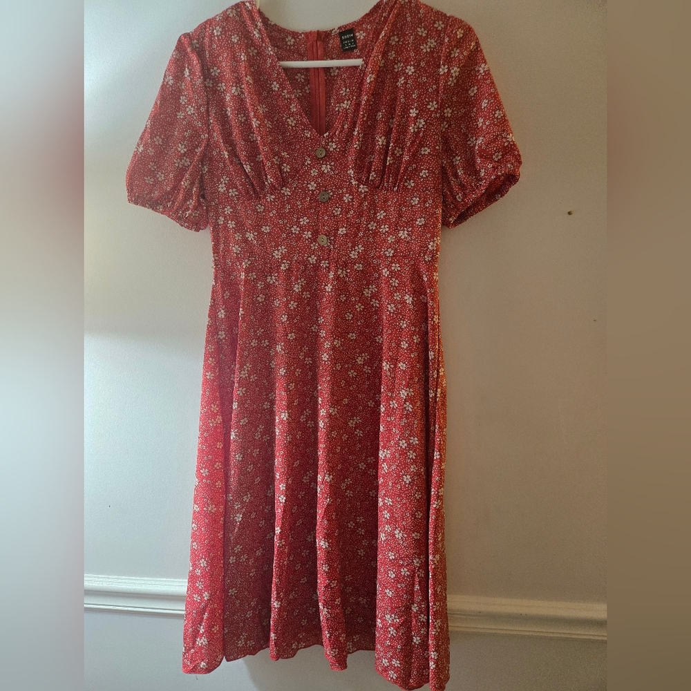 Floral Red Dress